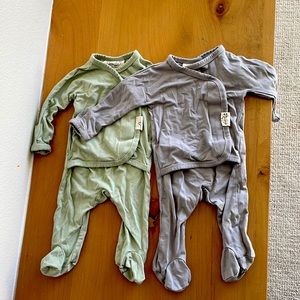 Bonsie baby footies. Size newborn. Grey and green